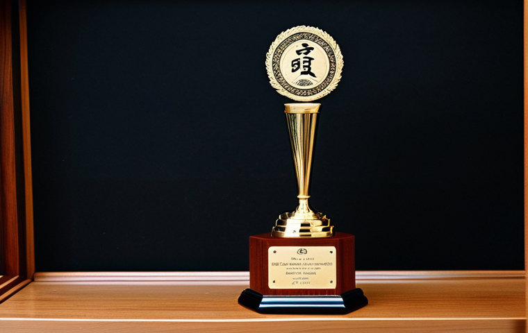 Wooden Taekwondo Trophy**
"A beautifully crafted wooden Taekwondo trophy, featuring engraved Korean calligraphy and the club logo, displayed on a polished wooden shelf in a dojang. Fully clothed, safe for work, appropriate content, professional. Perfect anatomy, correct proportions, natural pose, well-formed hands, proper finger count, natural body proportions."
**