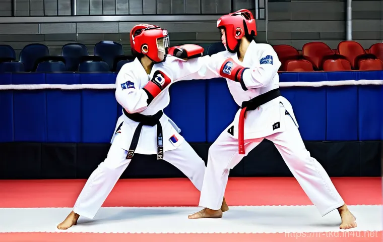 태권도 도복 추천 브랜드 - **Elegant Poomsae Performance in a Traditional-Style Dobok.**
A full-body shot of a female Taekw... 태권도 도복 추천 브랜드 - **Elegant Poomsae Performance in a Traditional-Style Dobok.**
A full-body shot of a female Taekw...