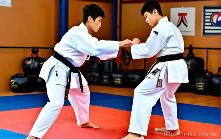 태권도와 올림픽 이야기 - **Prompt 2: Dynamic Taekwondo Combat with Advanced Electronic Scoring**
Two highly skilled Taekw... 태권도와 올림픽 이야기 - **Prompt 2: Dynamic Taekwondo Combat with Advanced Electronic Scoring**
Two highly skilled Taekw...